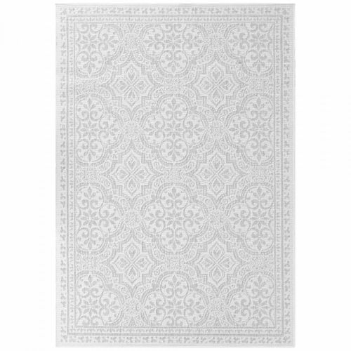 Tapis Exterieur 160 X 230 Cm, Blanc Et Gris, Kilim Oriental, Bolda, Idée Déco Terrasse