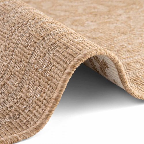 Tapis Exterieur 80 X 250 Cm Beige Kilim Motif Traditionnel, Design Authentique, Bolda Durable