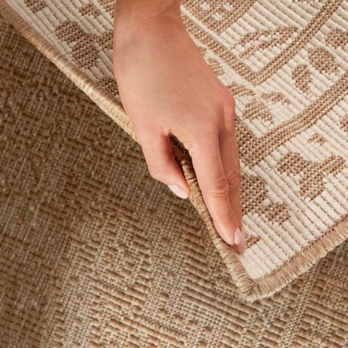 Tapis Exterieur 80 X 250 Cm Beige Kilim Motif Traditionnel, Design Authentique, Bolda Durable