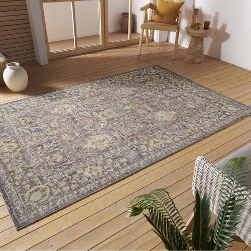 Tapis Exterieur 80 X 200 Cm, Kilim Oriental, Gris Beige Rose, Entretien Facile, Luxora