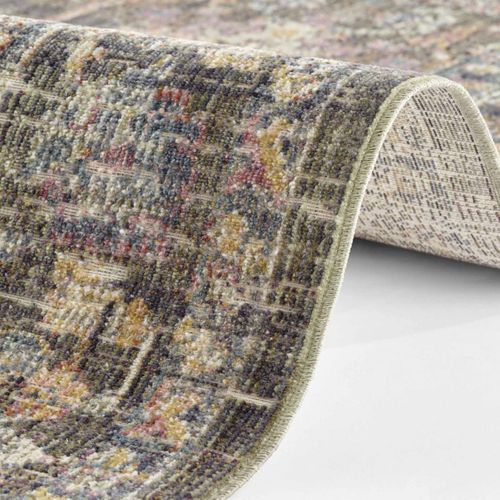 Tapis Exterieur 160 X 235 Cm, Motif Oriental Kilim Authentique, Gris, Beige, Rose, Look Authentique