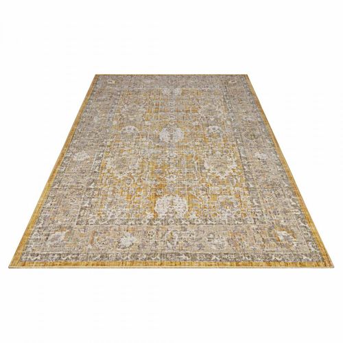 Tapis Exterieur 200 X 280 Cm, Kilim Oriental, Beige Jaune Gris, Luxora, Design Pour Terrasse