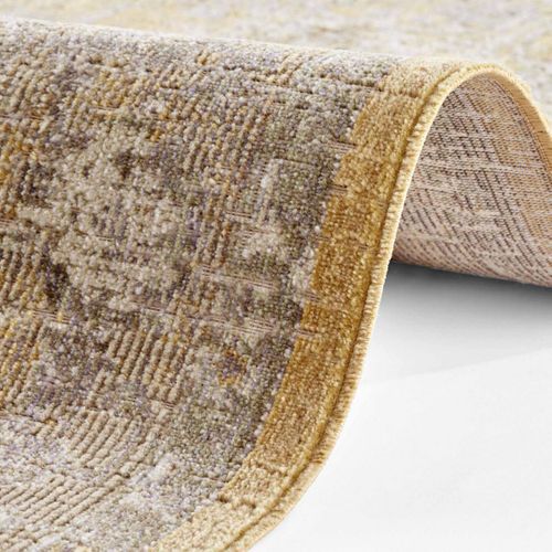 Tapis Exterieur 240 X 340 Cm, Motif Oriental, Couleurs Beige, Jaune, Gris, Kilim Résistant, Luxora