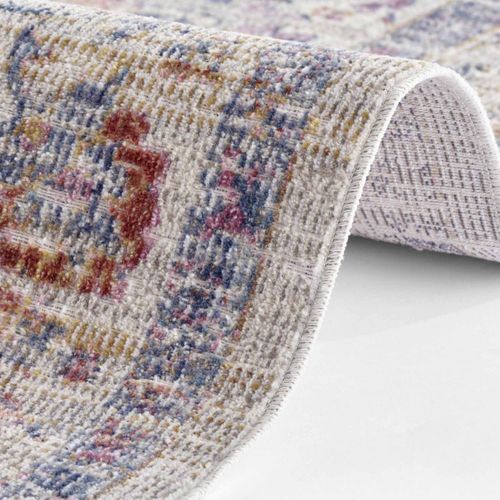 Tapis Exterieur 80 X 200 Cm Beige, Kilim Oriental, Structure Résistante, Entretien Facile