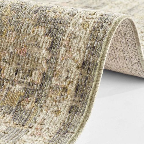 Tapis Exterieur 80 X 200 Cm, Beige, Gris, Marron, Kilim Oriental, Structure Tissée Authentique