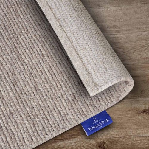 Tapis Kilim 80 X 150 Cm, Beige, Laine Tissée Noble, Motif Faux Uni, Francois