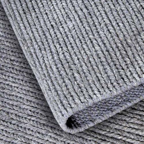 Tapis Kilim 60 X 90 Cm, Bleu, Gris, Laine Noble Tissée à La Main, Motif Faux Uni, Francois