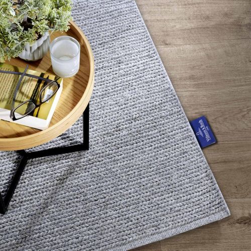 Tapis Kilim 80 X 150 Cm, Bleu, Gris, Laine Authentique, Motif Faux Uni, Francois, Artisanal