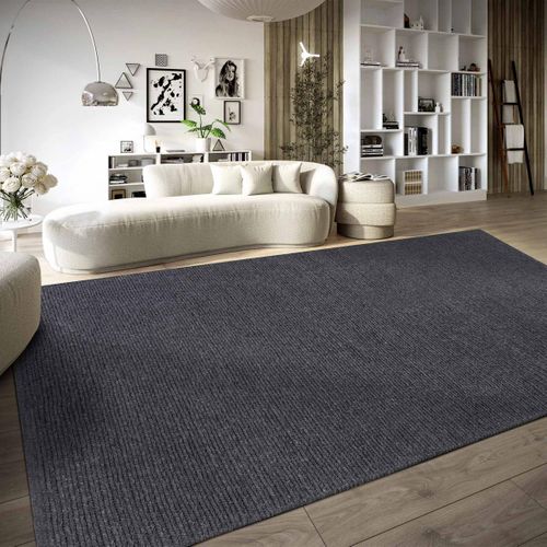 Tapis Kilim 60 X 90 Cm, Gris, Laine Tissé à La Main, Motif Faux Uni, Francois