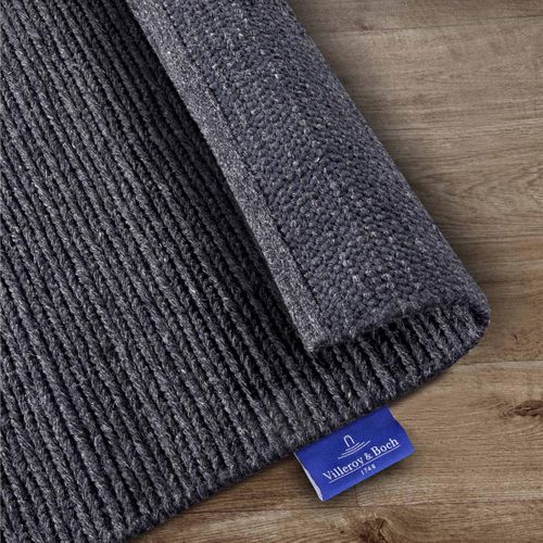 Tapis Kilim 60 X 90 Cm, Gris, Laine Tissé à La Main, Motif Faux Uni, Francois