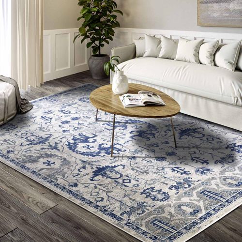 Tapis D'orient 80 X 240 Cm Motif Oriental, Bleu, Beige, Structure Plate, Idéal Pour Couloir