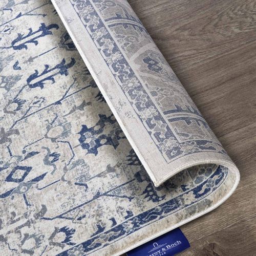 Tapis D'orient 80 X 240 Cm Motif Oriental, Bleu, Beige, Structure Plate, Idéal Pour Couloir