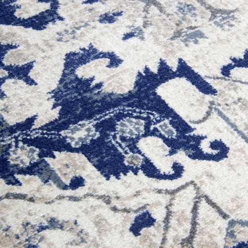 Tapis D'orient 160 X 235 Cm, Bleu Et Beige, Motif Oriental Authentique, Emmanuel, Confort Durable