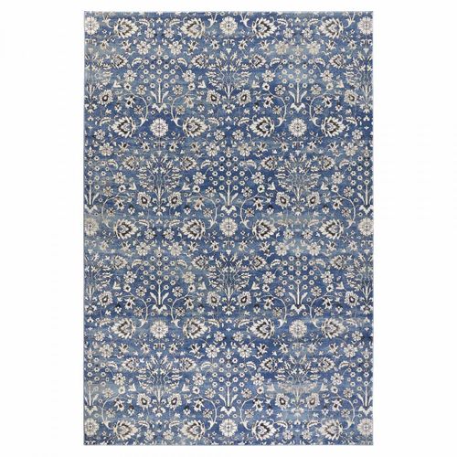 Tapis Salon 80x240cm Crème, Bleu Ernest