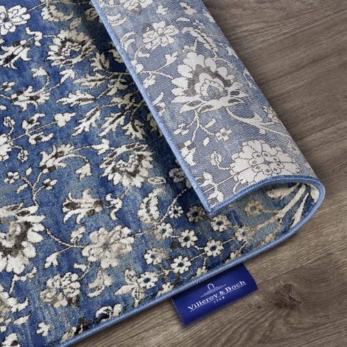 Tapis Salon 80x240cm Crème, Bleu Ernest