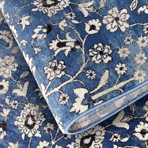 Tapis Salon 120x170cm Crème, Bleu Ernest