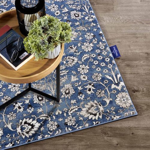 Tapis Salon 120x170cm Crème, Bleu Ernest
