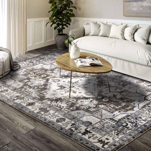 Tapis Salon 120x170cm Marron, Crème Henry