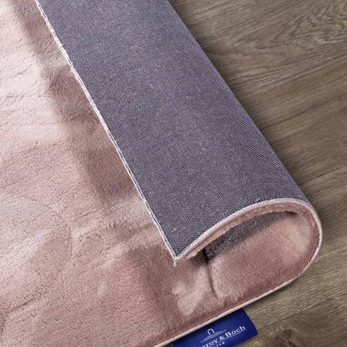 Tapis Salon 200 X 290 Cm, Rose, Beige Faux Uni Poils Ras, Leon, Hydrofuge Et Confortable