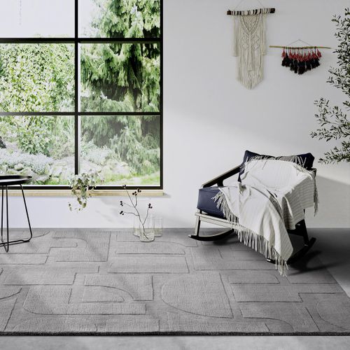 Tapis Salon 190x280cm Laine Gris Alexis