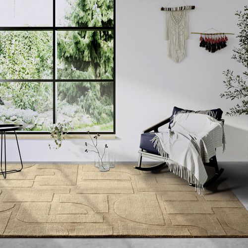Tapis Chambre 80 X 150 Cm Beige, Laine Noble Tissé à La Main, Alexis Élégance