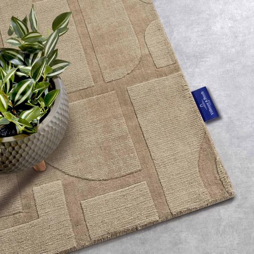 Tapis Chambre 80 X 150 Cm Beige, Laine Noble Tissé à La Main, Alexis Élégance