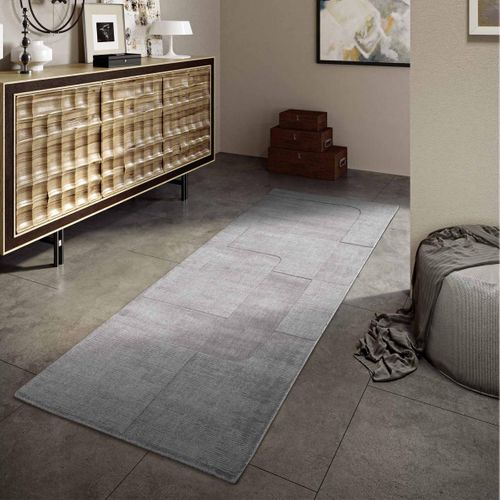 Tapis Salon 80x250cm Laine Gris Charlotte