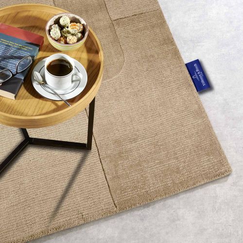 Tapis Chambre 80 X 150 Cm, Motif Géométrique, Laine Tissée à La Main, Beige Et Marron, Design