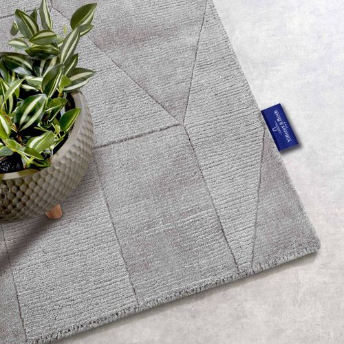 Tapis Salon 160 X 230 Cm, Gris, Beige, Laine Tissée Main, Motif Géométrique Relief, Élégant