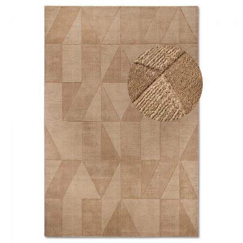 Tapis Chambre 120 X 170 Cm, Beige, Marron, Laine Tissée à Main, Motif Géométrique, Ursule