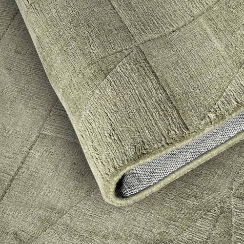 Tapis Chambre 120 X 170 Cm, Vert, Beige, Laine Chaleureuse, Tissé à La Main, Ursule Authentique