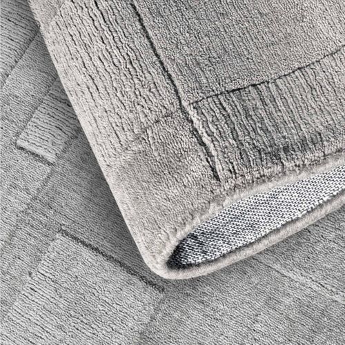 Tapis Chambre 80 X 150 Cm Gris, Laine Tissé Main, Motif Géométrique Authentique, Finition Artisanale