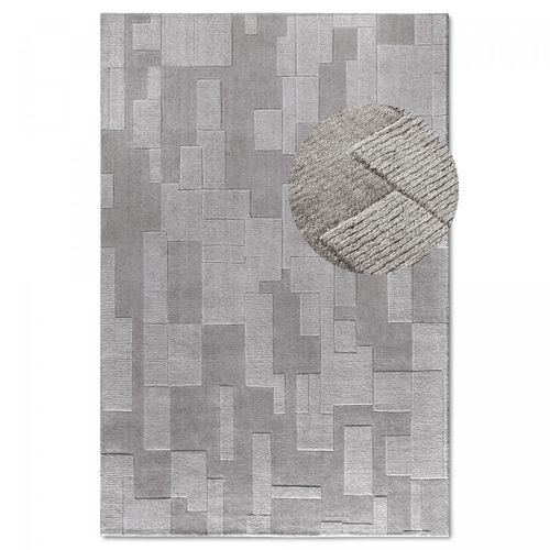 Tapis Chambre 80 X 150 Cm Gris, Laine Tissé Main, Motif Géométrique Authentique, Finition Artisanale
