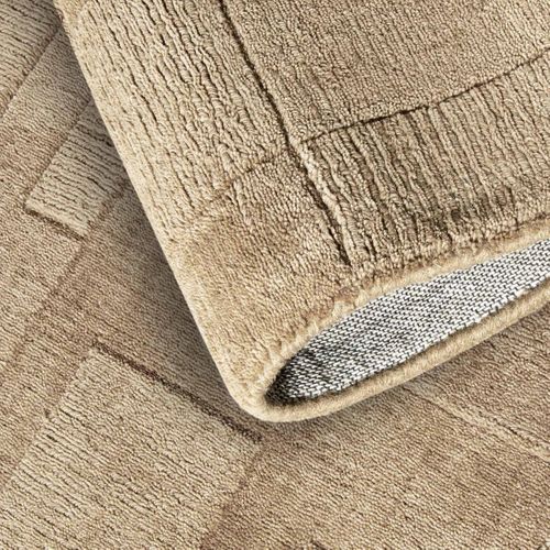 Tapis Salon 80 X 250 Cm, Beige, Marron, Laine Tissée à La Main, Motif Géométrique Authentique