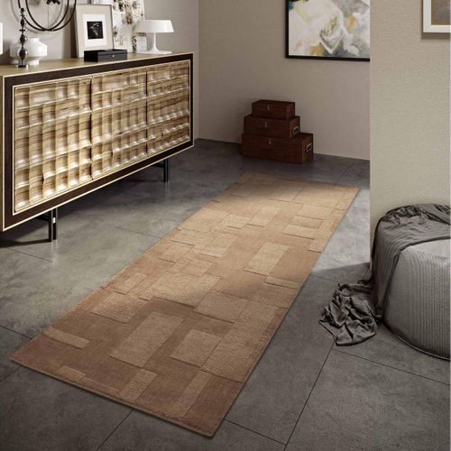 Tapis Salon 80x250cm Laine Marron Wilhelmine