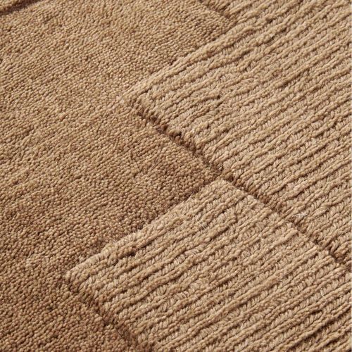 Tapis Chambre 120 X 170 Cm, Marron Et Beige, Laine Noble, Motif Géométrique, Design Relief