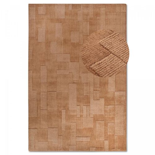 Tapis Salon 190 X 280 Cm, Marron, Beige, Laine Tissée à La Main, Design Graphique Et Authentique