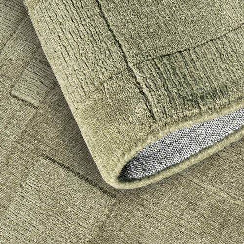Tapis Chambre 80 X 150 Cm, Vert, Laine Tissée Main, Motif Géométrique, Confort Chaleureux