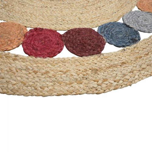 Tapis Rond Ø100cm Fait à La Main En Jute Motif Géométrique Pour Entrée Ronda