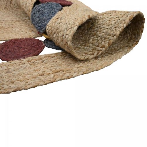 Tapis Rond Ø100cm Fait à La Main En Jute Motif Géométrique Pour Entrée Ronda