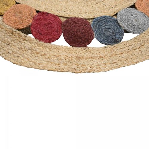 Tapis Rond Ø100cm Fait à La Main En Jute Motif Géométrique Pour Entrée Ronda