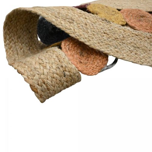 Tapis Rond Ø250cm Fait à La Main En Jute Motif Géométrique Pour Salon Ronda