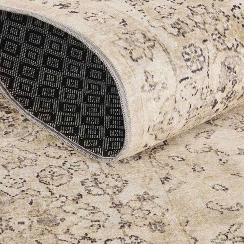 Tapis Cuisine 80 X 150 Cm Beige, Gris, Kilim Original, Lyn11 J, Hydrofuge, Structure Authentique