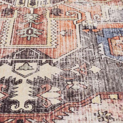 Tapis Cuisine 80 X 150 Cm, Rose, Bleu, Beige, Kilim Motif Oriental, Original Et Hydrofuge
