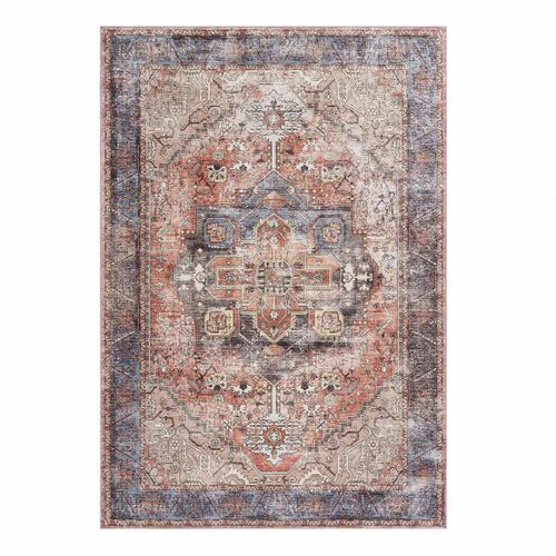 Tapis Cuisine 80 X 150 Cm, Rose, Bleu, Beige, Kilim Motif Oriental, Original Et Hydrofuge