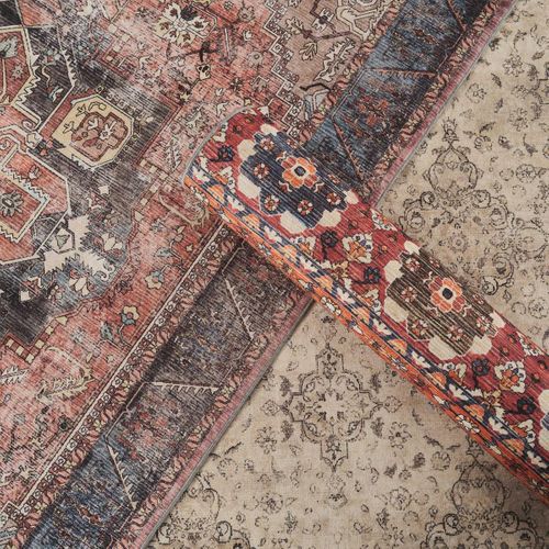 Tapis Grand Salon 200 X 290 Cm Rose, Bleu, Beige, Kilim Texturé, Original Et Structuré, Lyn11 K