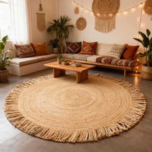 Tapis Rond 100x100 Rond Jt Satch Ecru , Tapis Jute Artisanal
