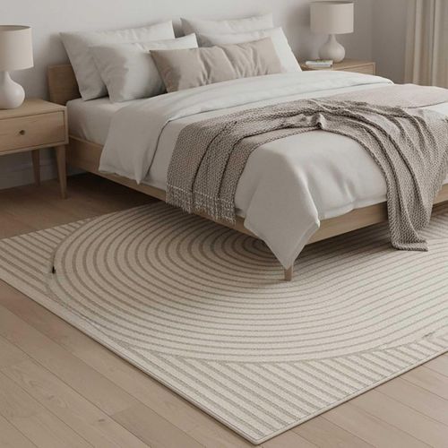 Tapis Couloir 80x300 Tissé Beige Rectangle Motif Simple Lyn9 B
