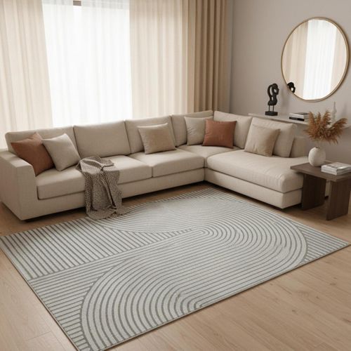 Tapis Entrée 80x150 Tissé Gris Rectangle Motif Simple Lyn9 B