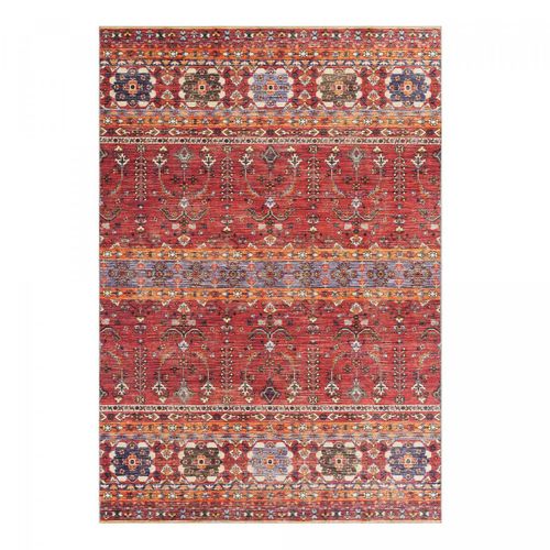 Tapis Entrée 40x60 Lyn11 Vintage à Rouge, Facile D'entretien